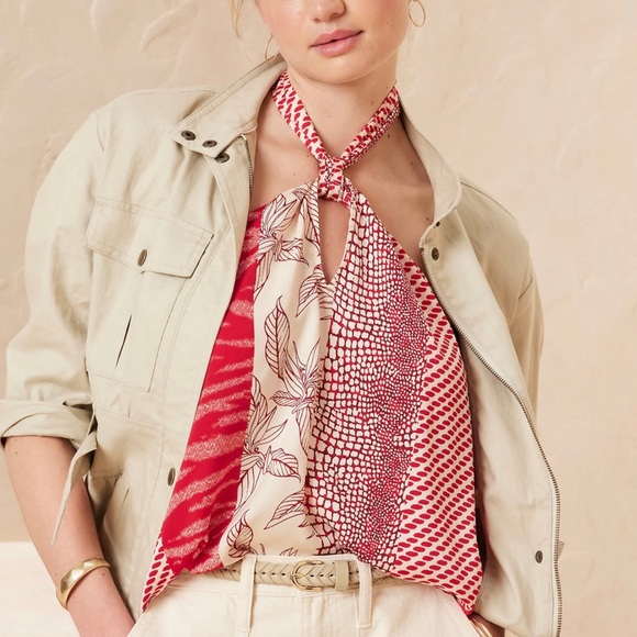 NWT banana republic factory red print halter cross front top shirt blouse Small - Picture 1 of 5
